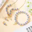 PNPIA- Vòng Tay Sứ Nữ Xanh Trắng Hạt Vintage Đàn Hồi Kim Loại Giọng Đơn Giản Trang Sức Cho Cái Nhìn Hàng Ngày