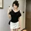 Áo thun ngắn tay quây Niche mùa hè 2026 Thiết kế độc đáo Tính khí nhẹ nhàng Slim-fit thon gọn hơn