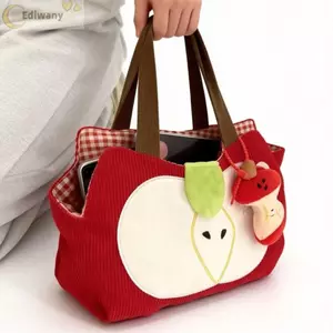 Túi đeo vai EDIWANY, Túi xách màu đỏ đa năng, Túi vải nhung dung tích lớn đi chơi dễ thương dành cho nữ