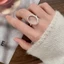 Nhẫn Pha Lê CQCJ, Nhẫn Pha Lê Trắng Màu Bạc, Thiết Kế Mở Bền Đẹp Có Thể Điều Chỉnh Pha Lê Trắng Xoắn Móng Vuốt Dự Tiệc Trang Sức