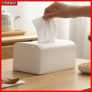 Hộp đựng khăn giấy YRBWD, Hộp đựng khăn ăn phong cách Bắc Âu 2 kích thước, Hộp đựng khăn giấy sang trọng bằng nhựa trắng đa chức năng để bàn