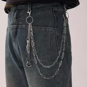 PNPIA- Cá Tính Punk Mặt Dây Chuyền Quần Dây Xích Dành Cho Nữ Thời Trang Kim Loại Hình Học Rỗng Quần Jean Dây Xích Cơ Thể Phụ Kiện Trang Sức