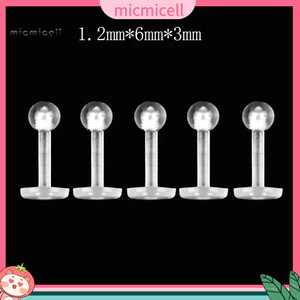 MIC _ 5 Cái Unisex Trong Suốt Mũi Tròn Tai Lip Chin Ring Stud Bar Body Piercing Trang Sức