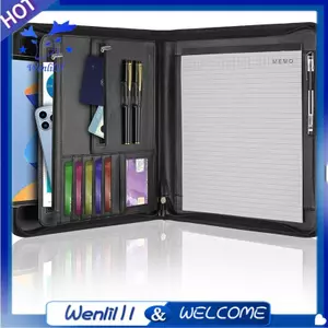 Chất kết dính danh mục đầu tư bằng da Padfolio, với 20 trang Notepad & Tay áo máy tính bảng 13 ", dành cho nam giới cỡ chữ A4