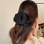 Váy Tinh Tế Đen Trắng Chấm Bi Đuôi Ngựa Kẹp Tóc Pháp Cao Cấp Nhãn Vàng Satin Lấy Kẹp Lưng Đầu Cá Mập D2FH