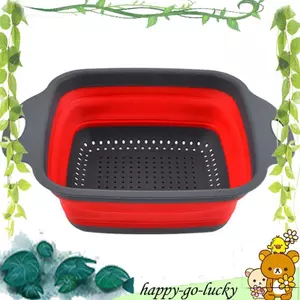 Dụng cụ bảo quản nhà bếp Đĩa đựng nước gấp bằng silicon Giỏ đựng nước rửa trái cây rau quả Dụng cụ xả có thể gập lại Màu đỏ lớn