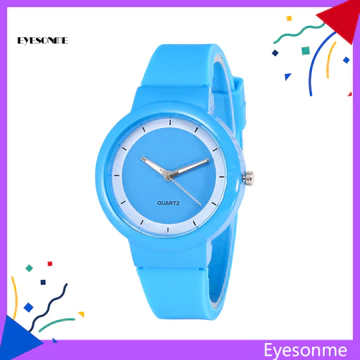 EYES Đồng hồ sinh viên thanh lịch Đồng hồ đeo tay thạch anh Dây đeo silicon màu kẹo Đồng hồ nữ Mặt tròn Phong trào thạch anh Đồng hồ đeo tay thời trang dành cho nữ và bé gái – Hoàn hảo