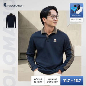 Áo polo nam tay dài POPPY, BST FAMILY BEAR, vải cá sấu cotton interlock, thanh lịch - POLOMANOR