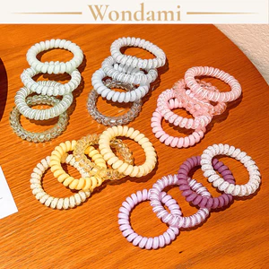 Set 4 Dây Buộc Tóc Lò Xo Dây Điện Thoại Dopamine Trong Suốt Hàn Quốc Wondami