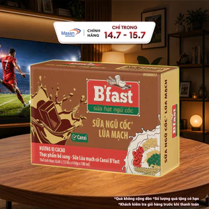 Thùng Sữa lúa mạch B'fast vị Cacao bổ sung canxi 12bl x 4 hộp x 180ml