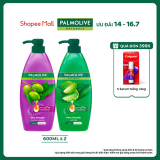 Bộ 2 Dầu gội Palmolive kèm xả 2-trong-1 chiết xuất Nha đam và Keratin kết hợp quả ô liu 600ml
