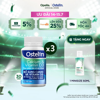 Bộ 3 Thực Phẩm Bảo Vệ Sức Khỏe Ostelin Calcium & Vitamin D3 Duy Trì Chắc Khỏe Xương và Răng 30 viên