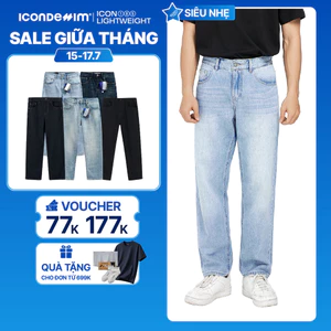 Quần jeans nam ICONDENIM, quần bò ống đứng, dáng suông, công nghệ Lightweight siêu nhẹ, chống nhăn tốt ICON105