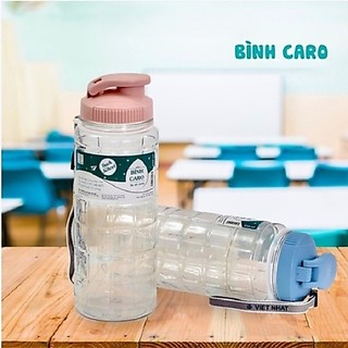 Bình Nước Học Sinh Sinh viên Caro  Dung Tích 900ml Có Dây Xách Tiện Lợi