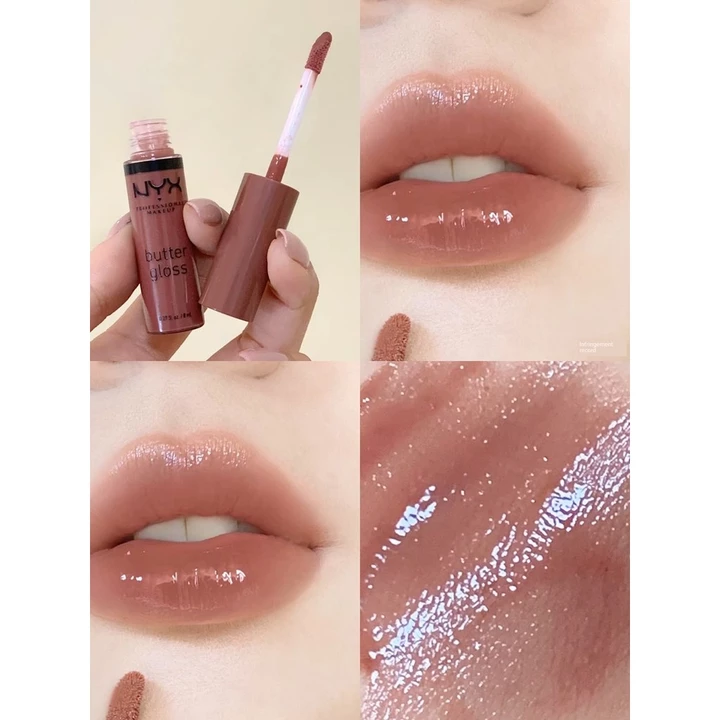son bóng black rouge black rouge Hết hàng King Butter Stick!Mỹ NYX Lip Glaze Lip Gloss Glass Mirror BLG16 / 47 Trà Sữa Đào Bóng Nước