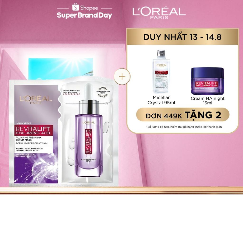 Mặt nạ kết hợp serum căng mịn Revitalift Fresh Mix Plumping Serum L'Oreal Paris 33g