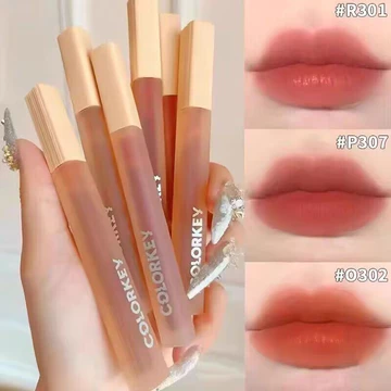 Son môi Colorkey Lipstick Lip Gloss Water Mist Lip Expos Lip Glaze Gương nữ không dễ chạm vào Son môi có độ bão hòa thấp Son bóng môi nữ