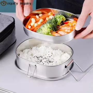 Hộp cơm trưa bằng thép không gỉ YÊU THÍCH YÊU THÍCH, Hộp đựng thực phẩm hình chữ nhật 1 / 2 lớp, Hộp đựng thực phẩm có thể gập lại chống rò rỉ di động Hộp đựng thực phẩm Trường học
