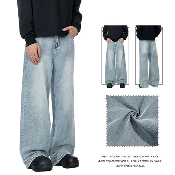 Quần Rời Unisex Xanh Quần Jean Rộng Quần Jean Nam Rời Quần Nam Retro Quần Jean Xanh Rời Quần Jean Hàn Quốc Quần Rời Rộng Quần Âu Âu Quần Lửng