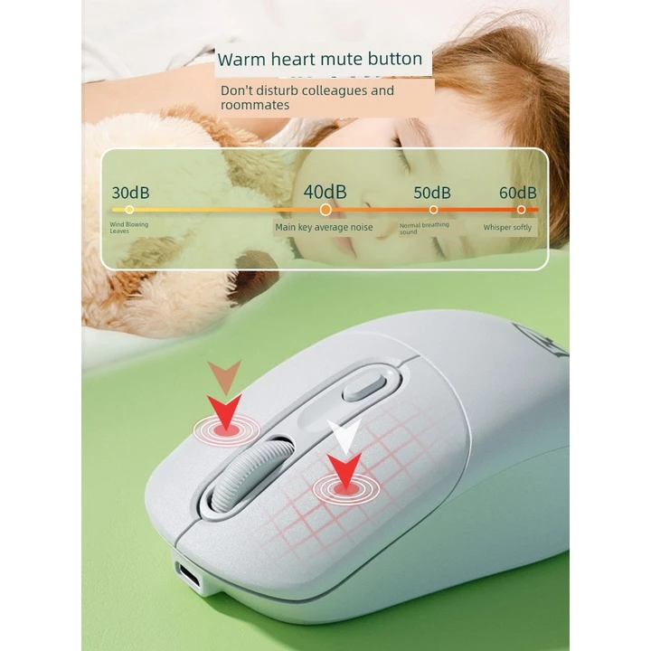 chuột không dây không tiếng ồn chuột không dây gaming Chuột Không Dây Im Lặng Bluetooth Ba Chế Độ Máy Tính Notebook Sạc Bên Ngoài Cô Gái Dễ Thương Chơ – 3