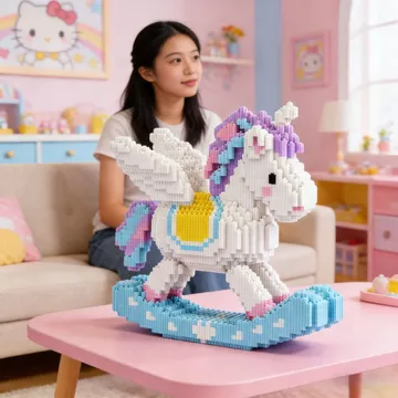 Đồ chơi giáo dục Tương thích với đồ chơi xếp hình LEGO Tương thích với LEGO về hàng hóa Khuyến nghị / Cân bằng siêu lớn 70CM Khối xây dựng Rainbow Pegasus Phù hợp với giáo dục Đồ chơi trẻ em Tương thí
