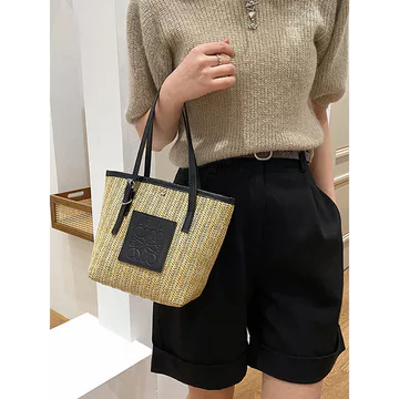 Women's Minimalist Woven Straw Underarm Bag – Large, for School
