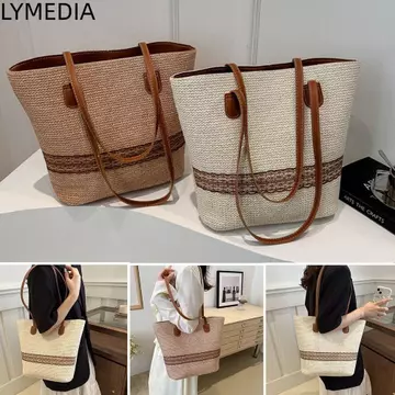 Women's Woven Straw Tote Bag – Large, for the Beach