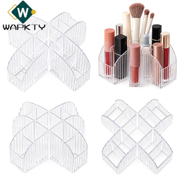 Hộp đựng son môi WAPKTY, Hộp đựng son môi hình chữ thập 9 lưới, Hộp đựng mỹ phẩm bằng nhựa trong suốt
