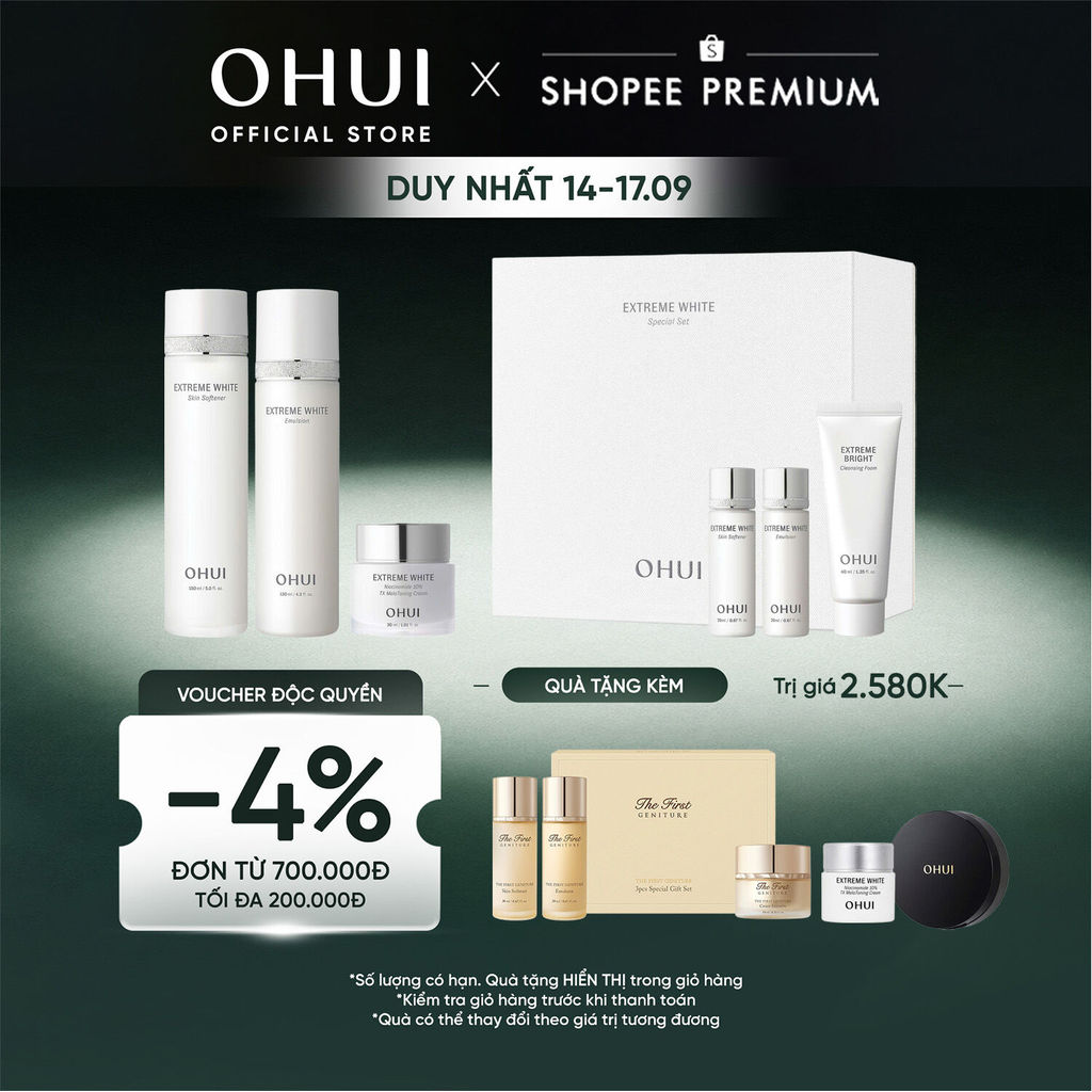 [OHUI Official] Bộ 6 món dưỡng trắng da chuyên sâu cao cấp OHUI Extreme White Special Set 390ml