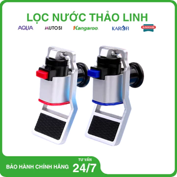 Vòi máy lọc nước nóng lạnh, vòi nóng lạnh máy Korihome, Kangaroo, Karofi - Vòi đen cần gạt cong có khóa an toàn