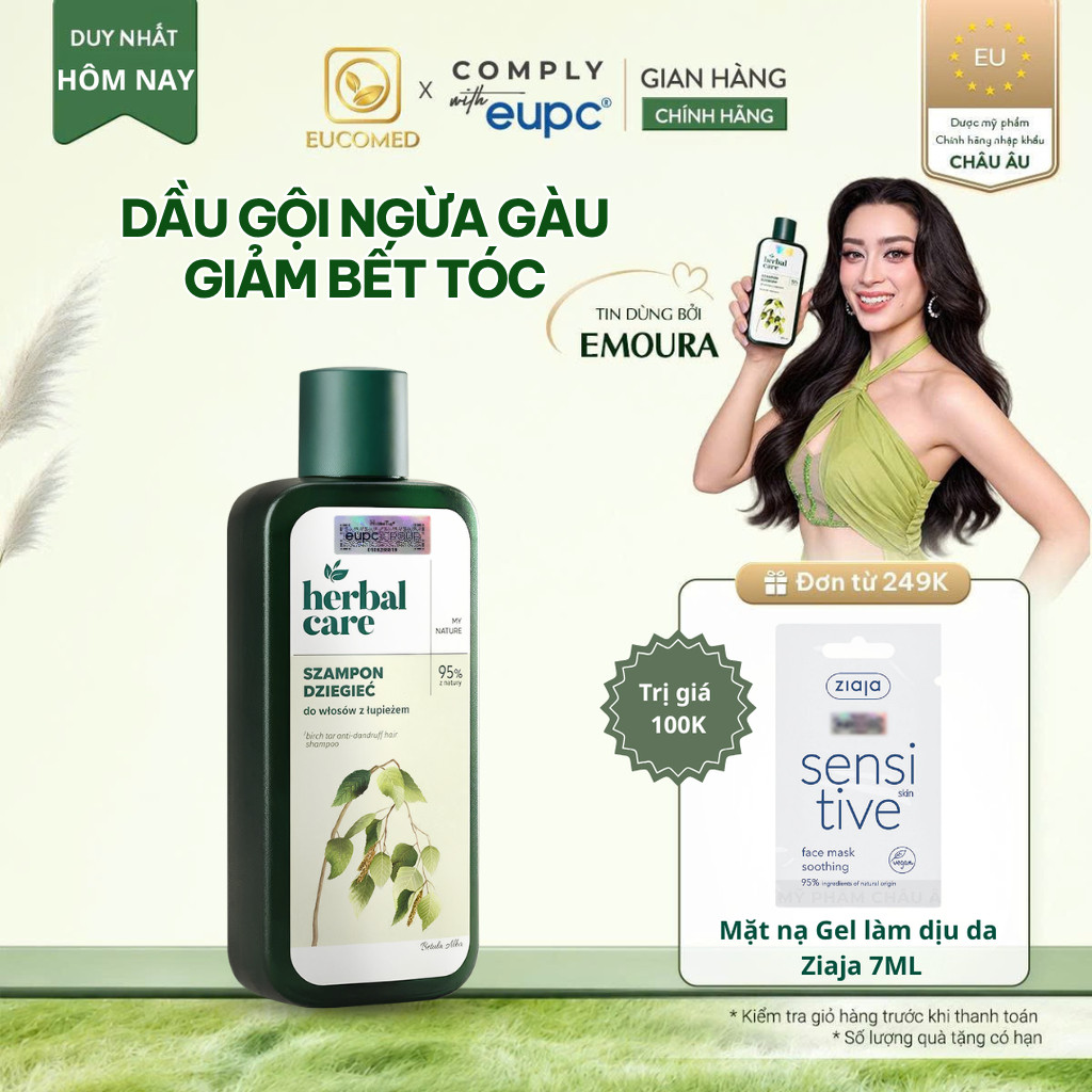 Dầu Gội Bạch Dương Hỗ Trợ Ngừa Gàu, Phục Hồi Tóc Hư Tổn Herbal Care Birch Tar Anti-Dandruff Hair Shampoo 330ml