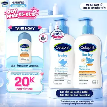 Combo sữa tắm gội dịu lành cho bé GENTLE W&S 400ML & Sữa tắm dưỡng ẩm dịu lành cho bé với Calendula W&S 400ML