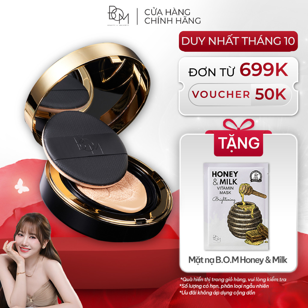 Phấn Nước Che Phủ Tự Nhiên B.O.M Cover Flex Cushion SPF 50+ PA+++ 15g, Phấn Nước Siêu Kiềm Dầu, Lâu Trôi Đến 8H
