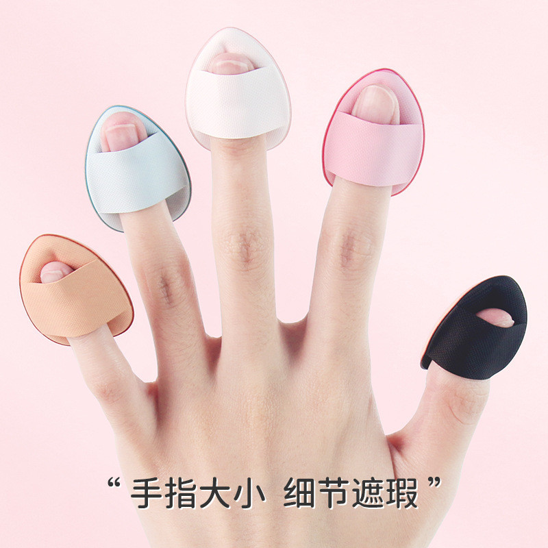 Mini Mini Mini Ngón Tay Phồng Ngón Tay Cái Điểm Nước Thả Nhỏ Puff Da Đệm Puff Ướt Khô Trang Điểm Cotton