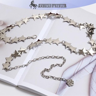 Onetimingfine Vintage Nữ Thắt Lưng Nữ Kim Loại Ngôi Sao Pentagram Dây Xích Thắt Lưng sel Thắt Lưng Dây Xích Nữ Trang Trí Cơ Thể Trang Sức VN