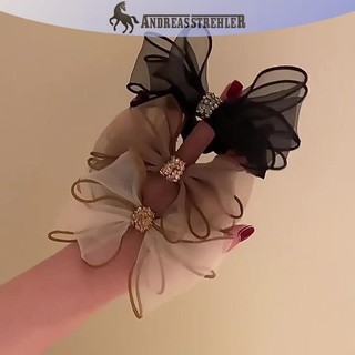 Onetimingfine Phong Cách Hàn Quốc Lưới Kim Cương Giả Nơ Dây Tóc Co Giãn Scrunchies Đuôi Ngựa Giá Đỡ Dây Buộc Tóc Cho Nữ Thời Trang Đơn Giản Phụ Kiện Tóc VN