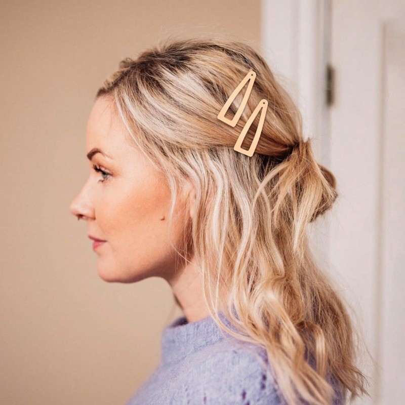5 Chiếc Kẹp Thị Giác Kim Loại Barrettes Đen Nâu Bạc Kaki Vàng Cho Nữ Phụ Kiện Tóc
