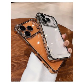 Ốp Chống Sốc Cho iPhone 16 Pro Max 17 Pro Max 14 11 13 12 15 Pro Max 16 Plus 16e 17 Air Trong Suốt Mạ Điện Cứng Vỏ Trong Suốt