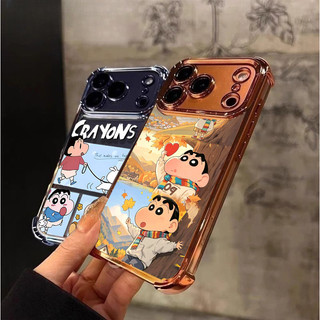 Ốp Điện Thoại Hoạt Hình Crayon Shinchan Cho Xiaomi POCO Mi 14T 15T PRO F5 X5 X6 X7 PRO X3 NFC F3 F4 M4 Mạ Trong Suốt Chống Rơi Mềm Dễ Thương