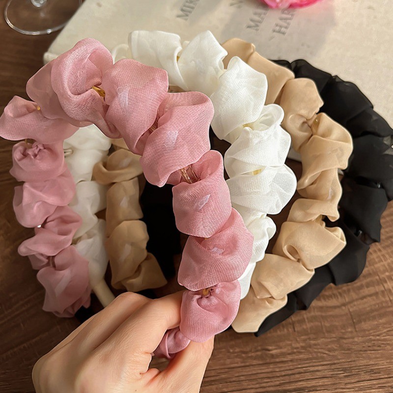 Băng đô lưới xếp li phong cách Hàn Quốc, nhiều màu sắc đáng yêu, phù hợp làm quà tặng sinh nhật cho bé gái