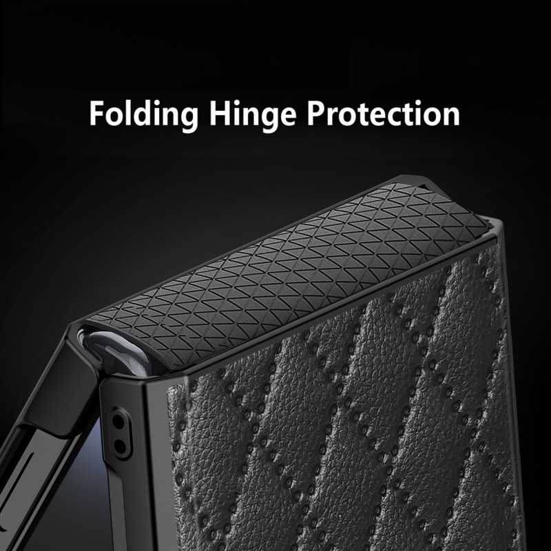 Ốp Da Màn Hình Gấp Lưới Kim Cương Sang Trọng Cho Samsung Galaxy Z Flip 7 Z Flip 7FE Z Flip 6 Z Flip 5 Z Flip 4 Z Flip 3 Bản Lề Trung Tâm Trục Phim Tích Hợp
