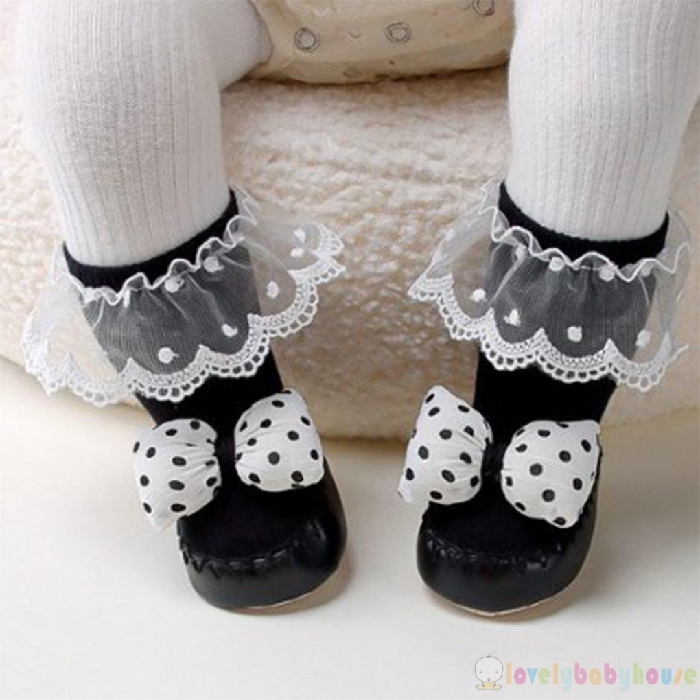 LBH-Baby Girl Dễ Thương Hoa / Nơ Chống Trơn Trượt Dép Đi Bộ Ấm Áp Cho Mọi Mùa