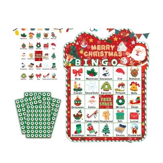 DE Christmas Bingo Cards And Markers Set 33 Miếng 24 Trò Chơi Đảng Người Chơi
