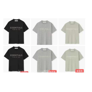 Chất Lượng Cao Essentials FOG Nhãn Trước Dập Nổi Cotton Nguyên Chất Phù Hợp Với Tay Ngắn Mới