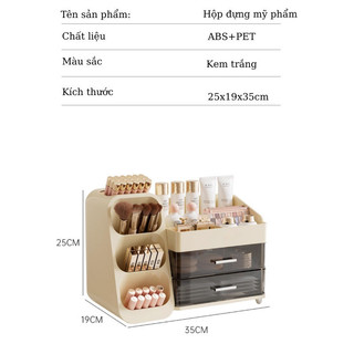Kệ Đựng Mỹ Phẩm Bàn Trang Điểm Buna– Nhiều Ngăn, Có Hộc Kéo, Nhựa ABS+PET