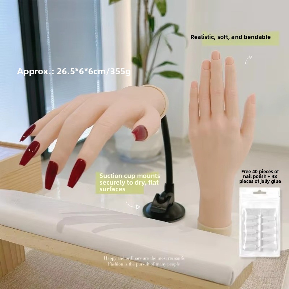 HIGHVIEWLS Bàn tay giả thực hành uốn cong, móng silicon mô phỏng cho đào tạo nghệ thuật, giá trưng bày móng acrylic