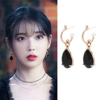 Bông tai bạc 925 thiết kế mandala, retro baroque với ngọc trai và giọt nước đen kim cương cao cấp