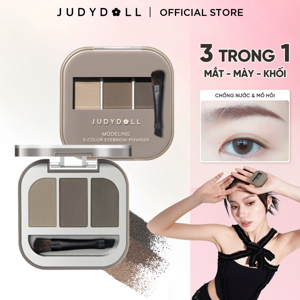 Phấn Kẻ Chân Mày JUDYDOLL 3 Color Eyebrow Powder Mịn Lì Lên Màu Chuẩn Phẩy Sợi Tự Nhiên Chống Nước Lâu Trôi 2g