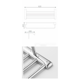 Kohler Phòng tắm cổ điển Kohler304Giá treo khăn bằng thép không gỉ cho phòng tắm, giá treo khăn tắm hai tầng, thanh treo