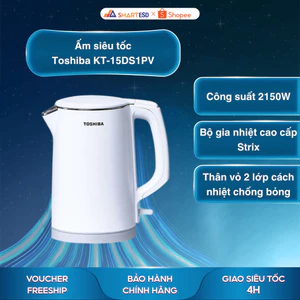 Ấm siêu tốc Toshiba KT-15DS1PV - Dung tích 1.5L - Bảo hành chính hãng 12 tháng [Hỏa tốc Hcm]